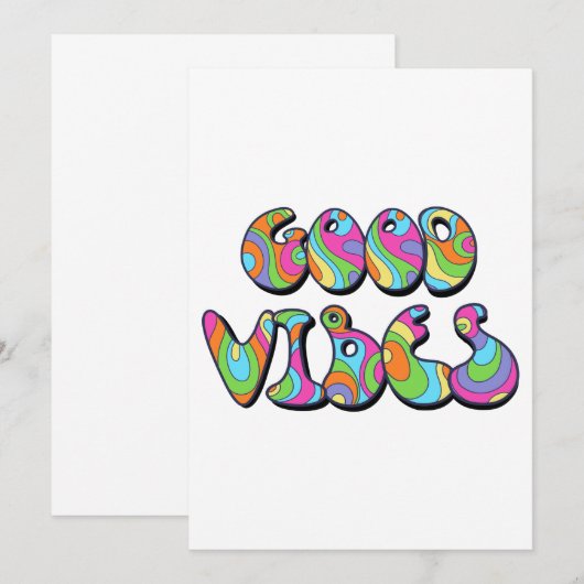 Goede Vibes Retro-kleuren Kaart (Voorkant / Achterkant)