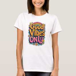 Goede Vibes Retro Regenboog Positief T-shirt