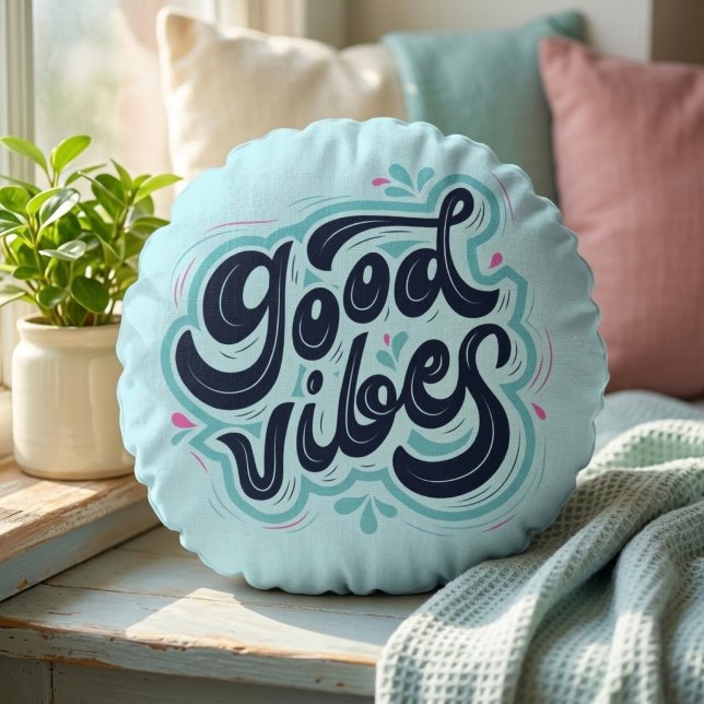 Goede Vibes Rond Kussen (Creator heeft geüpload)