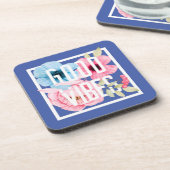 Goede vibes roze blauwe waterverf - Floral Bier Onderzetter (Linkerzijde)