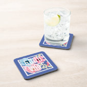 Goede vibes roze blauwe waterverf - Floral Bier Onderzetter (Rechterzijde)