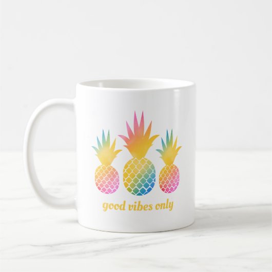 Goede vibes - slechts ananas Rainbow-Waterverf Cit Koffiemok (Links)