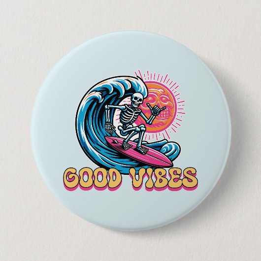 Goede Vibes - Surfen - Summer Vibes Ronde Button 7,6 Cm (Voorkant)
