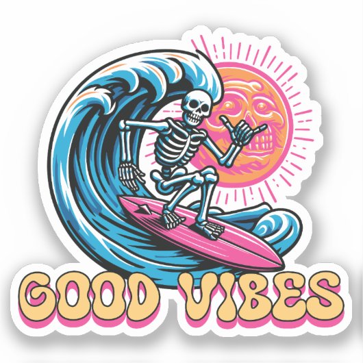 Goede Vibes - Surfen - Summer Vibes Sticker (Voorkant)