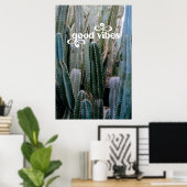 Goede vibes | Trendy Retro Zomer Woestijn Cactus Poster (Thuiskantoor)