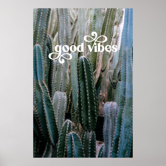 Goede vibes | Trendy Retro Zomer Woestijn Cactus Poster (Voorkant)