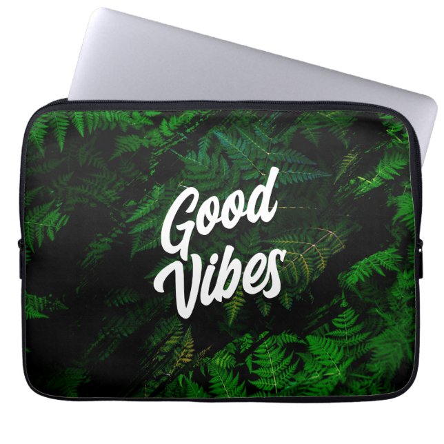 Goede Vibes Tropical Leaf Design Laptop Sleeve (Voorkant)