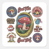 Goede Vibes Verjaardags Boutique Vierkante Sticker (Voorkant)