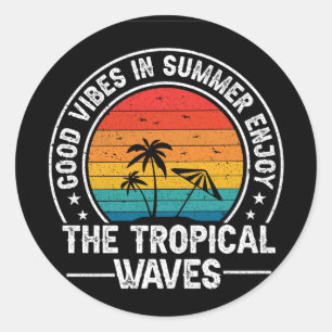 Goede Vibes Zomer Tropische Golven Ronde Sticker