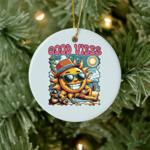 Goede Vibes - Zonneschijn - Retro Zomer Keramisch Ornament