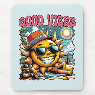 Goede Vibes - Zonneschijn - Retro Zomer Muismat