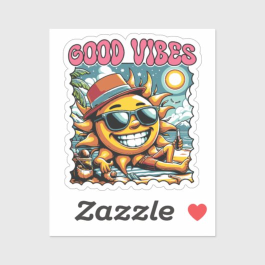 Goede Vibes - Zonneschijn - Retro Zomer Sticker (Vel)