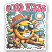 Goede Vibes - Zonneschijn - Retro Zomer Sticker (Voorkant)