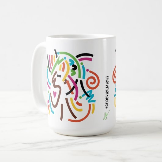 Goede Vibraties Abstracte Moderne Kunst Retro Mok (Voorkant links)