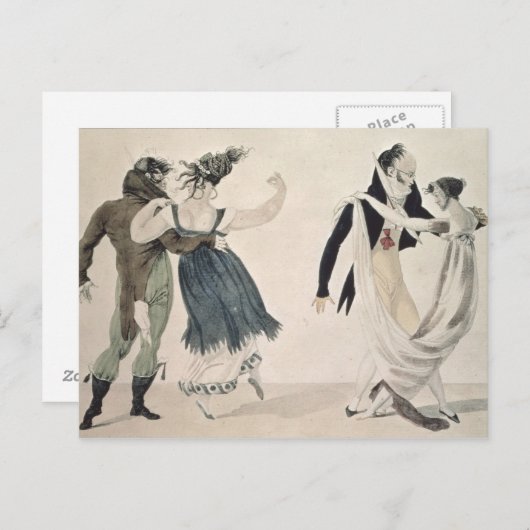 Goede vorm, nr. 1: De Wals, satirische cartoon Briefkaart (Voorkant / Achterkant)