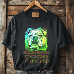 goede vriend gepersonaliseerde naam, vintage hond t-shirt