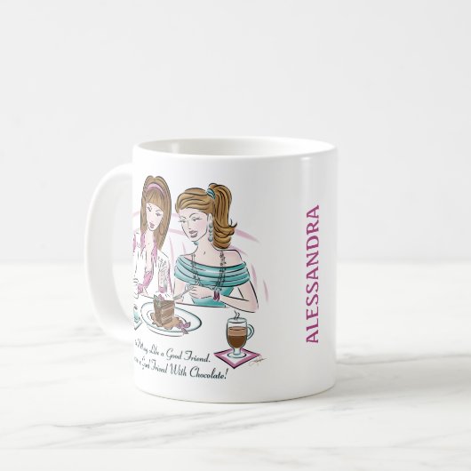 Goede vrienden & Chocolate Girls' Night Out Koffiemok (Voorkant links)