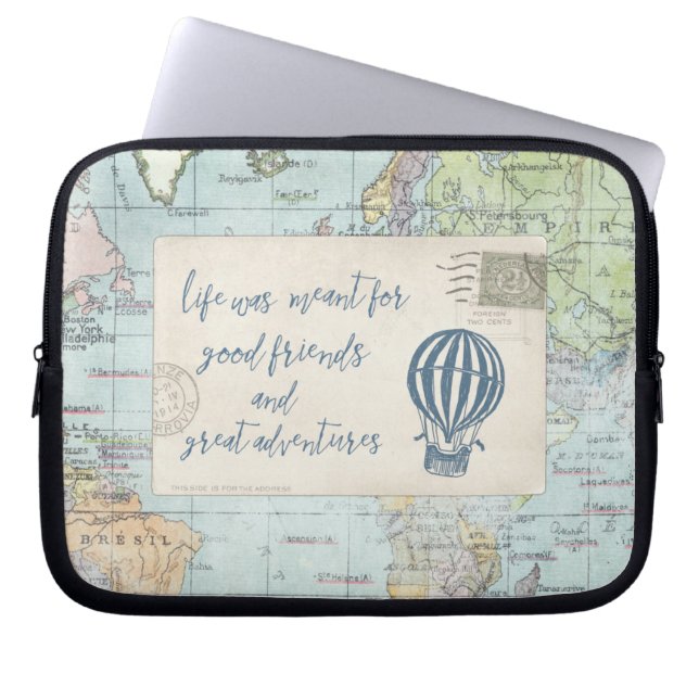Goede vrienden en grote avonturen Citaat Laptop Sleeve (Voorkant)