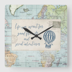 Goede vrienden en grote avonturen Citaat Vierkante Klok