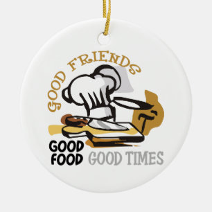Goede vrienden, eten en tijd keramisch ornament