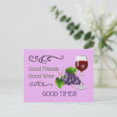 Goede vrienden, goede wijn briefkaart (Staand voorkant)