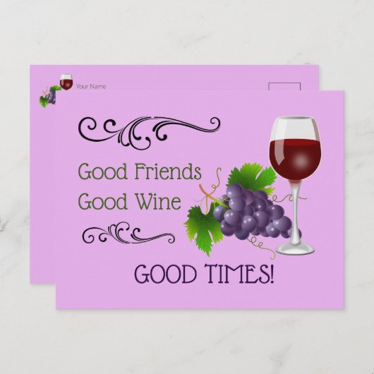 Goede vrienden, goede wijn briefkaart (Voorkant / Achterkant)