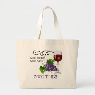 Goede vrienden, goede wijn grote tote bag