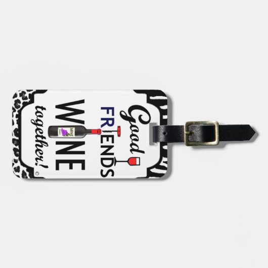 Goede vrienden hebben samen wijn gewonnen! bagagelabel (Voorkant horizontaal)