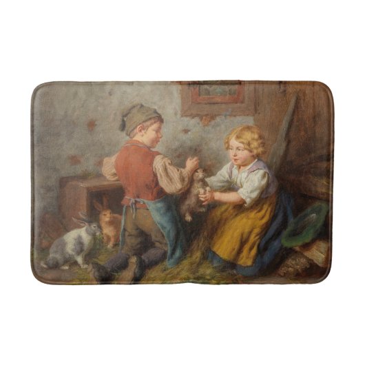 Goede vrienden (jonge jongens die met huiskonijn s badmat (Voorkant)