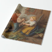 Goede vrienden (jonge jongens die met huiskonijn s cadeaupapier (Uitgerold)