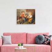 Goede vrienden (jonge jongens die met huiskonijn s canvas afdruk (Insitu (Woonkamer))