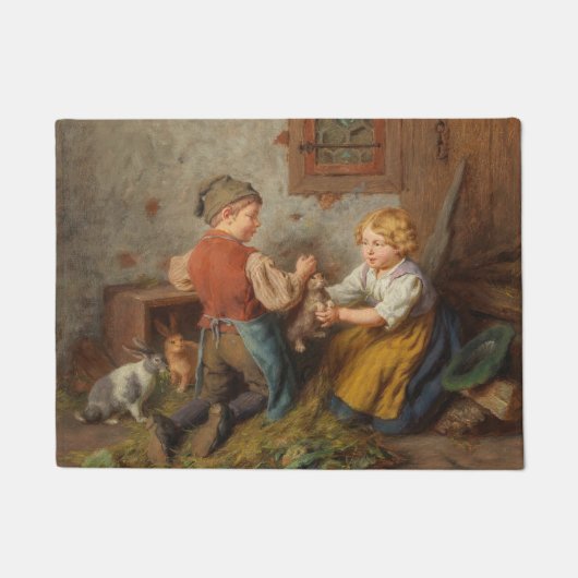 Goede vrienden (jonge jongens die met huiskonijn s deurmat (Voorkant)