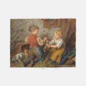 Goede vrienden (jonge jongens die met huiskonijn s fleece deken (Voorkant (Horizontaal))