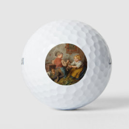 Goede vrienden (jonge jongens die met huiskonijn s golfballen