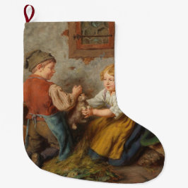 Goede vrienden (jonge jongens die met huiskonijn s grote kerstsok