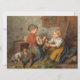 Goede vrienden (jonge jongens die met huiskonijn s kaart