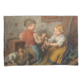 Goede vrienden (jonge jongens die met huiskonijn s kussensloop (Voorkant-Rechts)