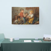 Goede vrienden (jonge jongens die met huiskonijn s spandoek (Beurs)