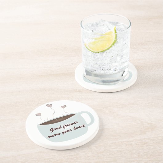 Goede vrienden warmen je hart Onderzetter (Zijkant)