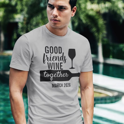 Goede vrienden wijn samen proeven reis fles t-shirt