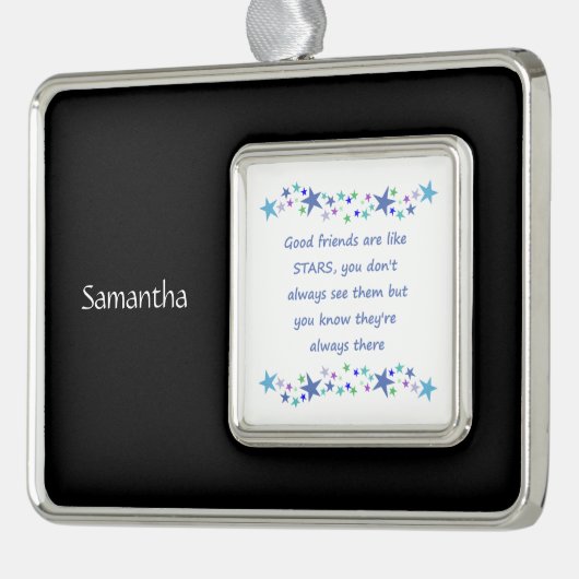 Goede vrienden zijn als Stars Custom Name Quote Verzilverd Omlijst Ornament (Links)