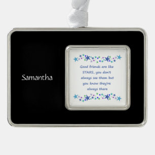 Goede vrienden zijn als Stars Custom Name Quote Verzilverd Omlijst Ornament