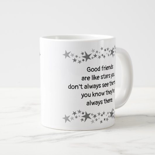 Goede vrienden zijn als sterren minimalistische mo grote koffiekop (Voorkant rechts)