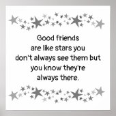 Goede vrienden zijn als sterren minimalistische mo poster (Voorkant)