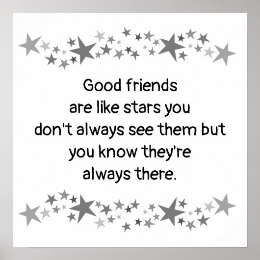 Goede vrienden zijn als sterren minimalistische mo poster (Voorkant)