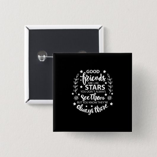 Goede vrienden zijn als sterren vierkante button 5,1 cm (Voorkant /achterkant)