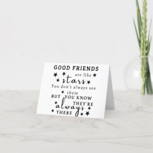 Goede vrienden zijn als sterren: Vriendschap Quote Bedankkaart