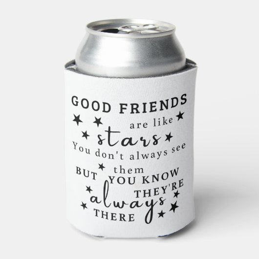 Goede vrienden zijn als sterren: Vriendschap Quote Blikjeskoeler (Blikje Voorkant)