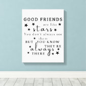 Goede vrienden zijn als sterren: Vriendschap Quote Canvas Afdruk (Insitu (Houten vloer))