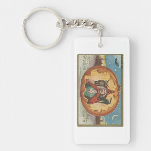 Goede wensen voor Halloween Vintage Image Sleutelhanger (Voorkant)